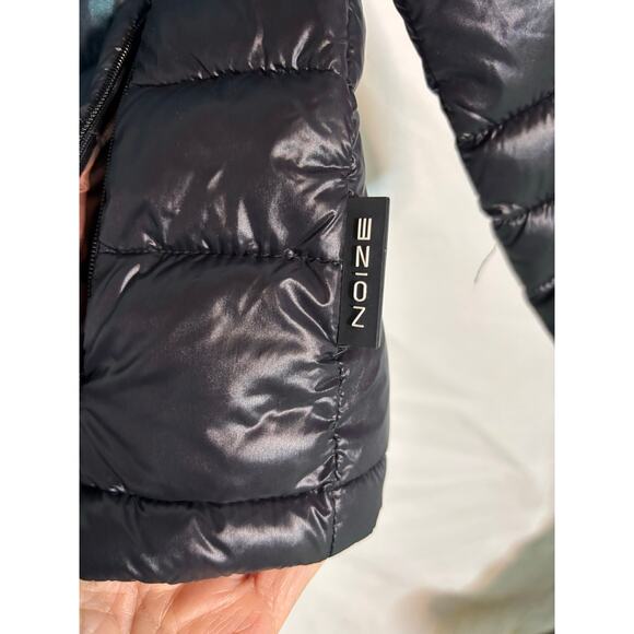 Noise M 10 black cruelty free outerwear hooded front zip jacket nylon nwot - Picture 11 of 14